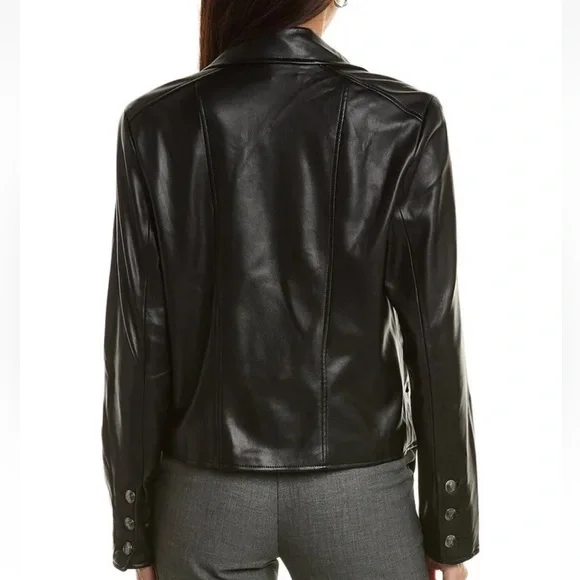 Elie Tahari Vegan Leather Crop black jacket